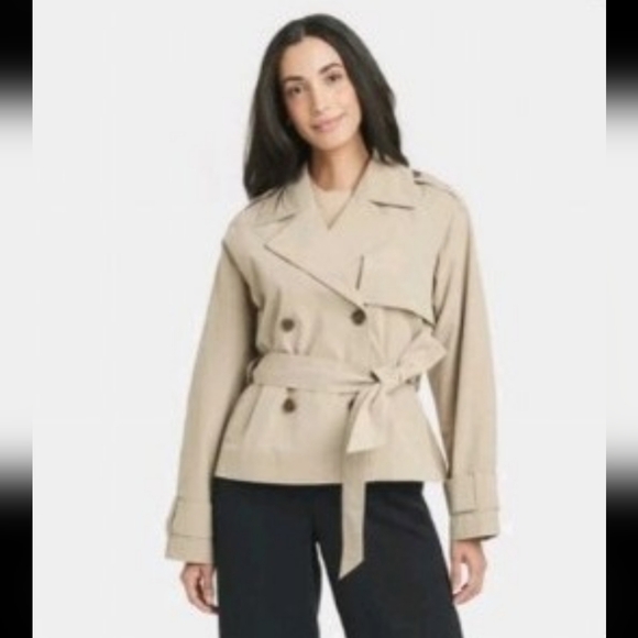 a new day Jackets & Blazers - Women's Short Trench Coat A New Day Tan L